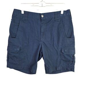 Mens WearGuard Blue Cargo Shorts 9" Inseam Polyester Cotton Blend Size 34